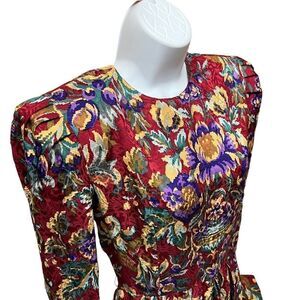 Maggy‎ London Dress 10 Jeannene Booher VTG 80s Floral Silk Spring 1940s Inspired